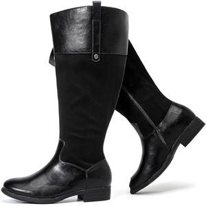 Luoika Women's Extra Wide Calf Knee High Boots, Plus Size Wide Width Knee-High Boots Winter Fall Low Heel Ridding Boots (Black, 8 X-Wide)
