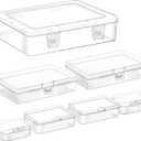 Jutieuo 7 Pack Mixed Sizes Rectangular Mini Plastic Containers Clear Plastic Storage Boxes with Hinged Lids Empty Beads Organizers for Small Items Art Craft Jewelry Projects