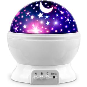 Star Projector Night Lights for Kids, Fun Gifts for 1-4-6-14 Year Old Girl and Boy, Projection Lamp for Kids Bedroom Ceiling, Stars and Moon for Child Asleep Peacefully (White)