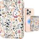 Shorogyt Compatible with Magsafe Wallet Magnetic Card Holder - Watercolor Flower Phone Wallets for Women Teen Girls Cute for iPhone 17/16/15/14/13/12 Series Slim for Apple Mag Magnet, Fit 3 Cards