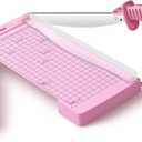 Firbon 12" Guillotine Paper Cutter with Hidden Ruler, Compact Heavy Duty 12-Sheet Capacity Trimmer for Cardstock, Photos, Scrapbooking, Office, Classroom, Studio (Pink)