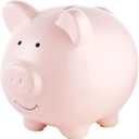 Pearhead Large Ceramic Piggy Bank, Ideal for Boys and Girls, Kids Money and Coin Bank, Perfect Baby Boy Nursery Dcor, Great Gift and Newborn Keepsake, Light Pink