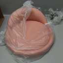 KKTONER PU Leather Round Rolling Stool with Back Rest Height Adjustable Swivel Drafting Work SPA Task Chair with Wheels Pink