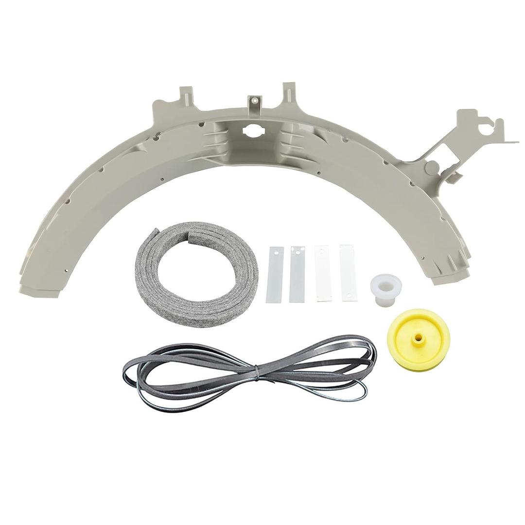 WE49X21874 Dryer Bearing Kit Compatible with GE Contains WE14M124 Bearing WE9M30 Drum Felt WE12M29 Belt WE1M1067 Slides WE1M504 Glide Slides WE12X83 Pulley Idler WE3X75 Drum Support Bearing