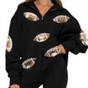 MAXIMGR Football Sweatshirt Women Game Day Sweatshirts Football Team Fans Pullover Shirt Sunday Funday Long Sleeve Tops (Small, Black 338)