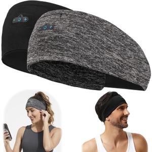BORAYDA 2-Pack Bluetooth Headband, Bluetooth 5.4 Sleeping Headphones,18 Hours Play Time,HD Stereo, Built-in Microphone, Workout, Running, Sports, Men/Women Giftv (1xBlack,1xGrey)