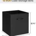 StorageWorks Black Storage Cubes, 13-inch Leather Bins with Handle, Cube Organizer Baskets for Shelves and Closet, Collapsible Storage Bins, 4-Pack