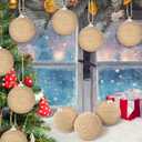 12 Pcs Burlap Christmas Ball Ornaments 3.15 Inch Farmhouse Hanging Balls Boho Rustic Ornaments for Xmas Tree Wreath Garland Holiday Party Home Decoration