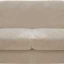 CUCRAF Cushion Sofa Cover 3 Piece Slipcovers, Soft Thick Velvet Couch Cover for Living Room, Washable High Stretch Furniture Protector with 2 Cushion Sofas Slipcover, (Large, Ivory)