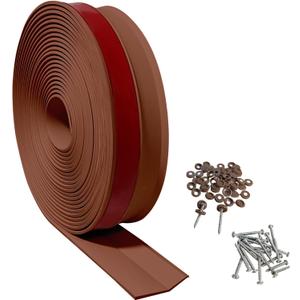 32 FT Garage Door Top and Sides Seal, Brown Rubber Garage Door Sealing Strip, Universal Weather Stripping Replacement, Garage Door Seals with Screws and Screws Caps
