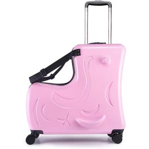 N-A Kids Ride On Suitcase with Wheels, Scooter Luggage for Toddlers Travel, Durable Children's Suitcase for Boys & Girls Ages 2-15 Years, 20inch