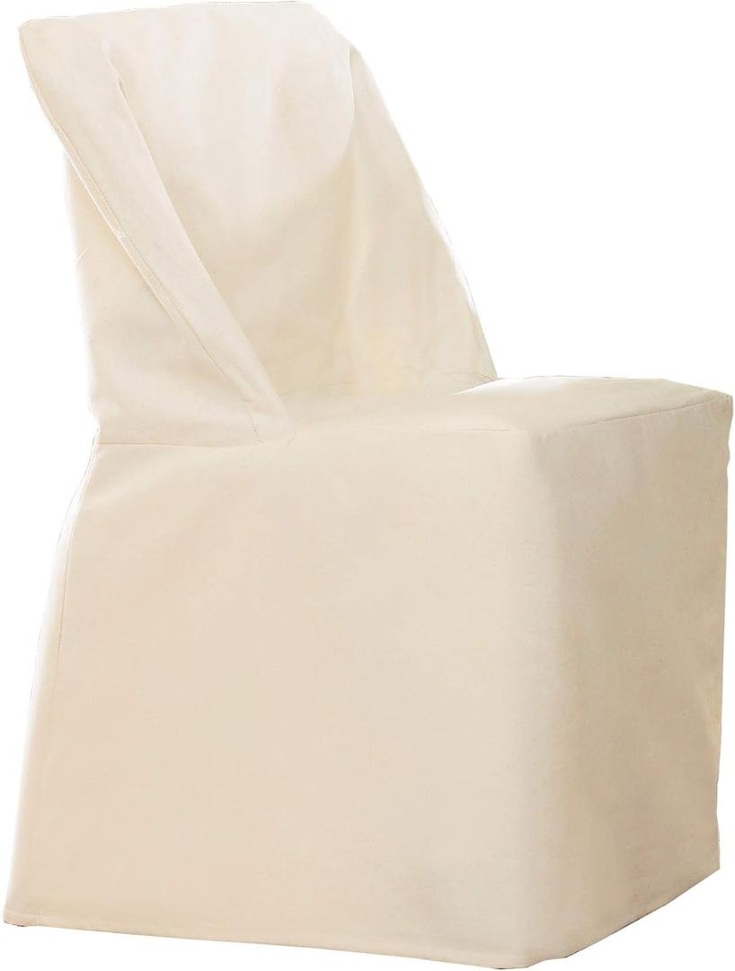 SureFit Cotton Duck Fabric Folding Chair Slipcover, Natural (Long Folding Chair)