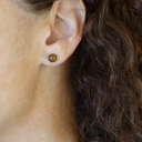 Tiger's Eye Titanium Stud Earrings Hypoallergenic Women's Earrings Suitable for Sensitive Ears Simple & Versatile Accessory