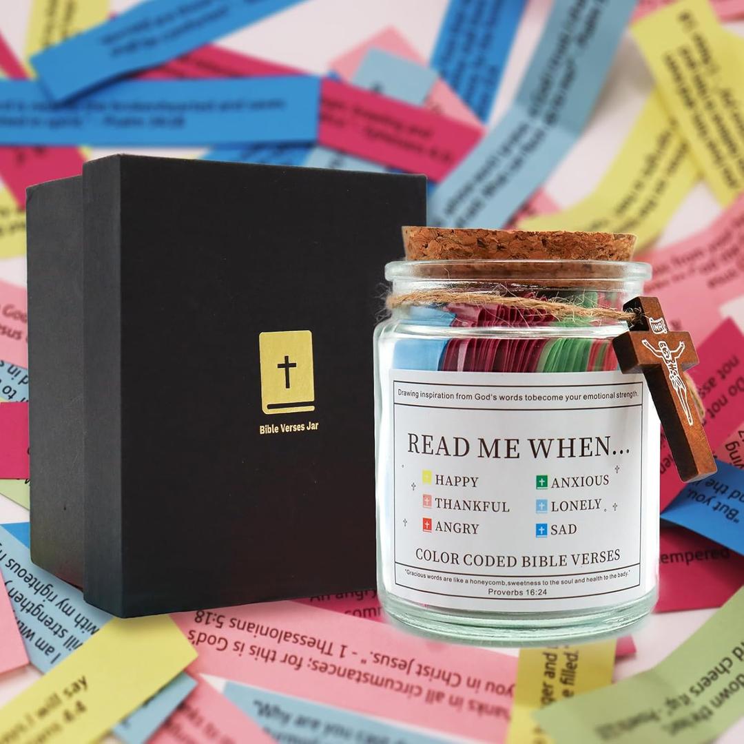 Bible Verse Jar, Christian Gifts For Women/Men, Read Me When Bible Verse for Mom/Dad - Prayer Jar with Scriptures for Sisters Besties, Religious Graduation Birthday Gift