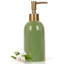 Natheeph 14OZ Ceramic Soap Dispenser Ceramic Soap Pump Dispenser Can Fill Liquid for Bathroom/Kitchen (Green)