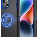for iPhone 15 Case [Compatible with MagSafe], Heavy Duty Shockproof 3-Layer Full-Body Protection Rugged Cover, Drop-Resistant and Wireless Charging Friendly (Black/Blue, iPhone 15)