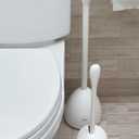 OXO Good Grips Compact Toilet Brush & Canister, Toilet Bowl Brush and Holder with Automatic Canister Door, Bathroom and Small Spaces Cleaning Supplies Essential (1 Count (Pack of 1), White)