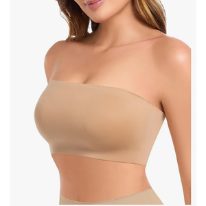Strapless Bras for Women Double Lined Non Slip Silicone Tube Tops Bandeau Bra Wireless Strechy Non Padded Size L
