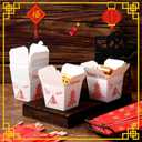 Sabary 50 Sets 8 oz Chinese Take out Boxes with Chopsticks, Pagoda Paper Food Containers with Sleeved and Separated Disposable Chopsticks for Asian Party Decorations Favor Birthday Wedding Restaurant