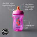 Tommee Tippee Sporty Bottle, 10oz Sippy Cups for Toddlers 1-3, Spill-Proof, Bite Resistant Spout, Easy to Hold Design, BPA Free, Pack of 3, Pink, Red and Orange