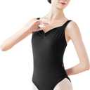 Daydance Black Tank Leotards for Teens Ballet, Princess Lycra Spandex Leotards for Dance, Gymnastics, Size 140