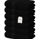 Avalon Towels Luxury Hand Towels (Pack of 6) Premium Cotton, Soft and Highly Absorbent Hand Towels for Bathroom, 600 GSM Face Towels, Hotel & Spa Quality, Quick Dry (Black)