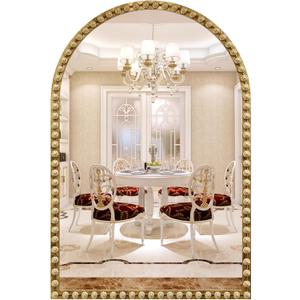 Arched Mirror for Wall, 20"x30" Antique Gold Arch Bathroom Vanity Mirror, Antique Brass Metal Floral Frame Decorative Arch Wall Mirror for Washroom, Bedroom, Entryway, Living Room