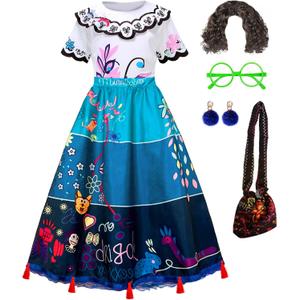 Akokvlar Women Magic Dress Adult Cosplay Party Costume Outfit Full Set with Wig (Blue, L)