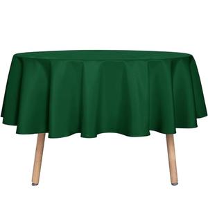 sancua Round Tablecloth - 60 Inch - Water Resistant Spill Proof Washable Polyester Table Cloth Christmas Decorative Fabric Table Cover for Dining Tables, Buffet Parties and Camping, Hunter Green