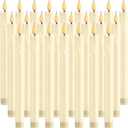 Baquler 24 Pcs 10 Inch Ivory Flameless Taper Candles LED Candle Sticks Battery Operated Flickering LED Candlestick Window Plastic Candle for Wedding Halloween Christmas Decor(No Battery)