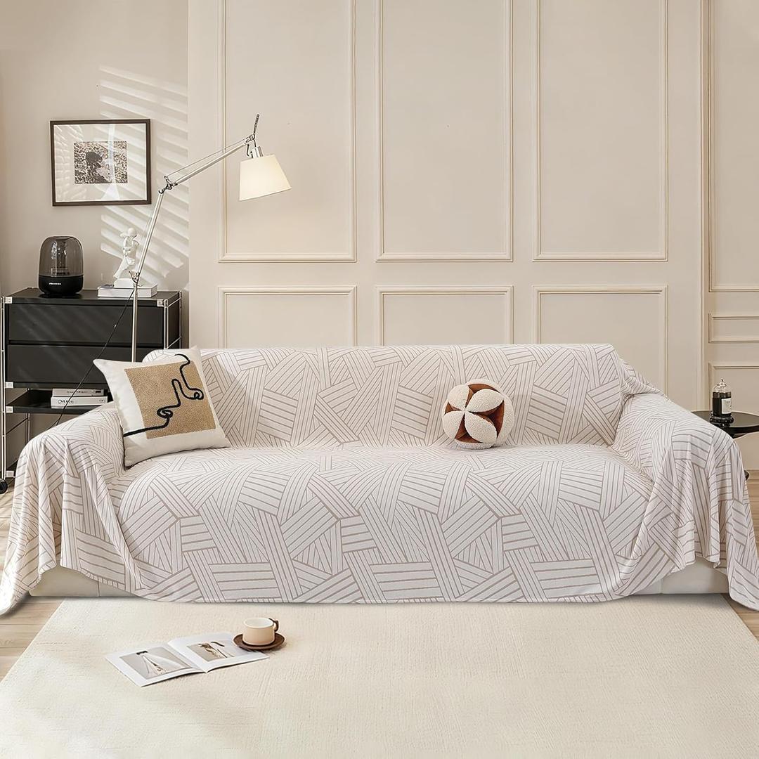 Boho Couch Cover for Dogs, 78"x150", Washable Sofa Covers for 3 Cushion Couch, Couch Covers for Sectional Sofa L Shape, Soft Pet Couch Cover, Sofa Slipcovers Living Room, Beige