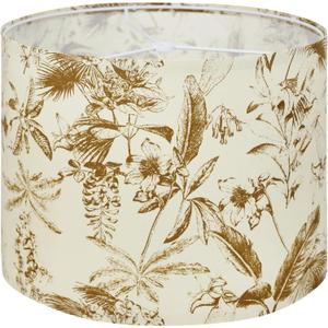 Fabric Lamp Shades Medium Drum for Table Lamps Sketch Leaves Plants Print Countryside, 13" Top x13" Bottom x 10" High Spider Fitter, Replacement Lampshades for Bedside Lamps