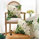 2 x AVOIN colorlife St Patricks Day Shamrock Phnom Penh Throw Pillow Covers, 18 x 18 Inch Clover White Floral Cushion Case Decoration for Sofa Couch Set of 2