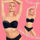Strapless Bra 38C Bras for Women Push up Black (Black)