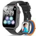 4G Kids Smart Watch GPS Tracker, Smartwatch for Kid with SIM Card, Calling, Voice Chat, Class Mode, SOS, Pedometer, Alarm, Games, HD Touch Screen Phone Watch Gift for 4-12 Girls Boys, Black Grey