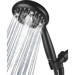 6 Spray Modes High Pressure Handheld Showerhead Set Upgraded 5 Inches Shower Head with Handheld Spray Premium Black Handheld Shower Head 60 Inches Stainless Steel Hose-1-Min Install