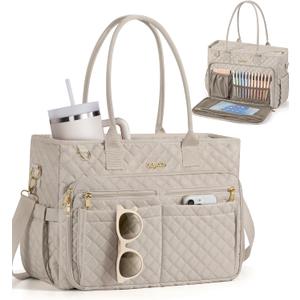 Bagstellar Teacher Bags for Women, 15.6 inch Laptop Work Tote Bag Quilted Nurse Bible Computer Shoulder Bag for School Travel | Dream Tote Work Bag