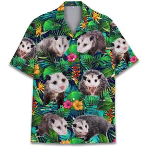 Mushroom Hawaiian Shirts for Men Women, Mushroom Shirt, Mushroom Button Down (Green, L)