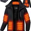 Heated Jackets for Men with 12V 18400mAh Battery Pack, Heated Coat with 8 Heated Zones, Winter Waterproof Ski Jacket (Medium, Black)