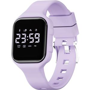 GOLDEN HOUR Kids Digital Sport Watches with Fitness Tracker, Alarm Clock, Stopwatch, No App Waterproof Birthday Gifts for Girls and Boys Ages 4-12 (Purple)