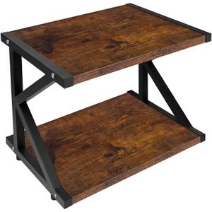 Printer Stand Multi-Purpose Printer Shelf for Desk,Wood Stand with Storage Home Office Desktop Printer Stand with Anti-Skid Feet (1-Tier) (Rustic Brown)