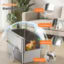 Stainless Steel Litter Box with Metal Lid and Scoop - Enclosed Metal Litter Box for Large Cats, Rust-Resistant, Odor-Control, Easy to Clean, Durable & Long-Lasting with Round Edge (XXL-)