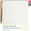 Eccolo Lined Top Spiral Notebook, Flexi-Cover Steno Pad with Pen Included (240 Perforated Pages), "Notes" A5 Notepad Ideal for Note Taking in School, College or Work (Cream, 6x8.5 Inches)
