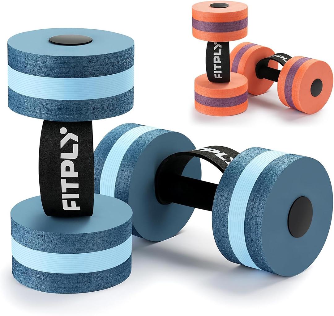 Aquatic Pool Dumbbells for Exercise - EVA Foam Pool Weights, 2PCS Lightweight Dumbbells, Swim Weights and Water Aerobics Equipment (Dark Blue)