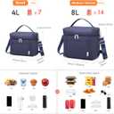 NOL Natural Organic Lifestyle Small Insulated Lunch Bags for Women Cooler Bag Lightweight Nylon Waterproof Lunch Box For Work (Small, Navy blue)