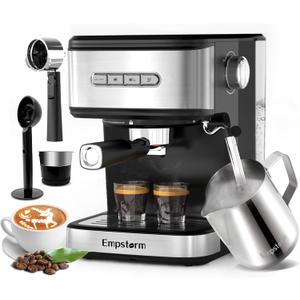 Empstorm 20 Bar Espresso Machine, Cappuccino Machines with Milk Frother Steam Wand, Latte Machine for Home & Barista, Automatic Shut-off Function