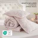 Bedsure Pink Comforter Set Queen, GentleSoft 3 Pieces Breathable Bow Comforter Set Women Girls with 2 Pillow Shams, Cute Queen Bedding Sets Pink Room Decor Aesthetic Bedroom Decor, 90x90 Inches