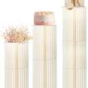 Cylinder Stands for Party Set of 3 Paper Pillars Pedestal Cake Stand Foldable Cardboard Columns Cylinder Table for Parties Baby Shower Birthday Wedding Pillars Display Decoration