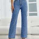 Baggy Jeans for Woman High Waisted Loose Straight Leg Wide Leg Denim Jean Womens Boyfriend Y2K Pants Trendy (Blue, XXL)