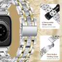 Compatible with Apple Watch Band Women 42/41/40/38/44/45/46/49mm, Dressy Stainless Steel Metal Elegant Jewelry Dainty Bracelet Designer Strap for iWatch Series 11 10 9 8 7 6 5 4 SE/Ultra 3 2 1